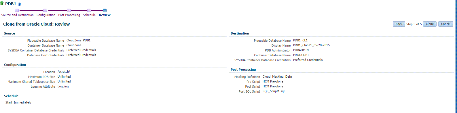 Clone from Cloud Review page