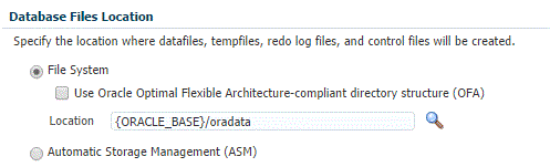 Database files location for creating full clone database