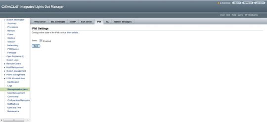 image:Screen shot of the IPMI Settings page.