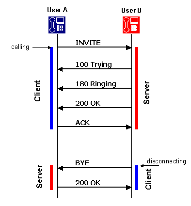 Client and server in SIP