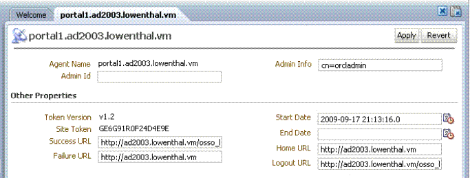 OSSO Agent Configuration Named for One Application