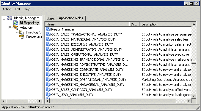 Admin Tool displaying Duty Roles.