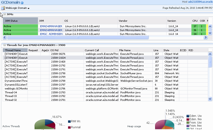 JVM Pool Live Thread Analysis Page