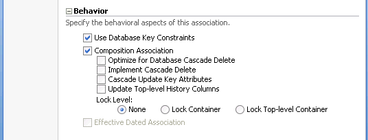 Composition settings in overview editor for association