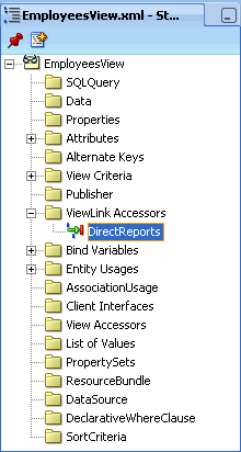 Structure window showing view link accessor