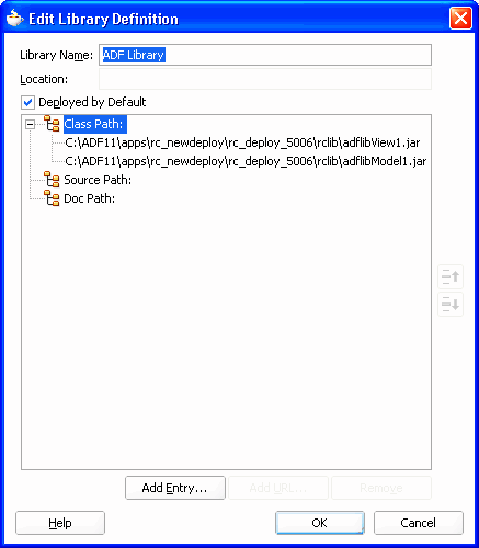 Edit Library Definition dialog.