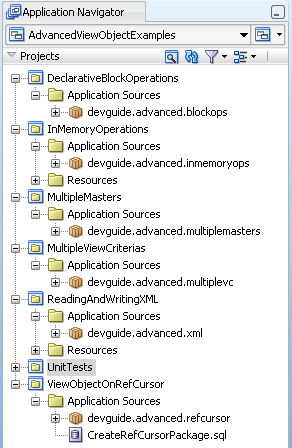 AdvancedViewObjectExamples project folders
