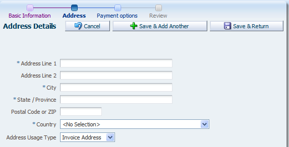 FOD customer registration address input form