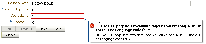 Model side error messageg.