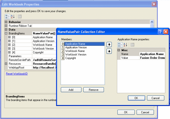 Design-time View of Branding Items in the MPL Module