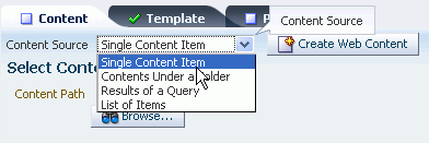 Selecting content source: Single Content Item