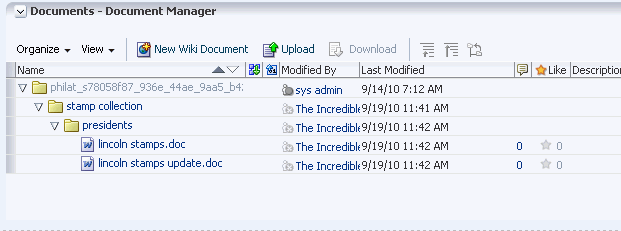 Document Manager Task Flow: Tree Table Layout