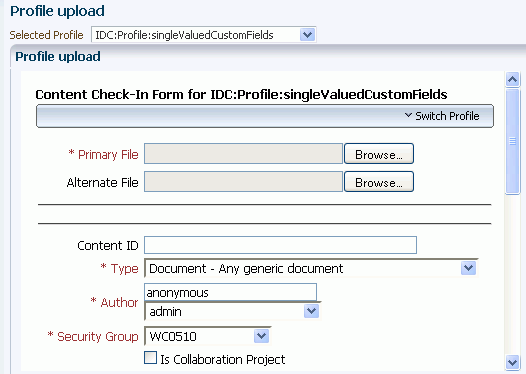 Content Profile Properties