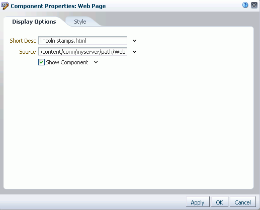 Inline Frame Component Properties