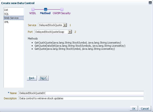 Web Service Data Control Methods