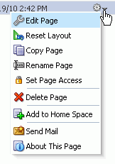 Personalize Pages: Page Actions Menu