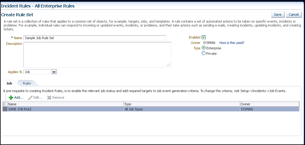 Create Rule Set Page