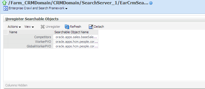 Unregister Searchable Objects page