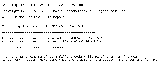 Processing Request Output Log File