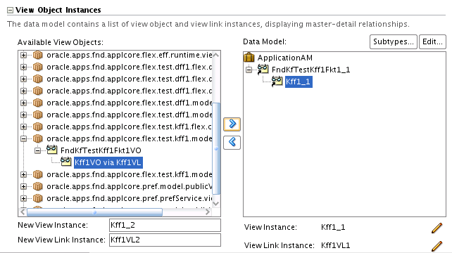 Flexfield view instance nested under master view instance