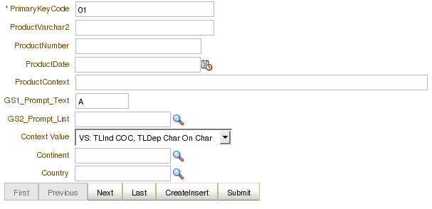 Example of a descriptive flexfield in a form