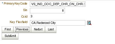 Example of a key flexfield in a form