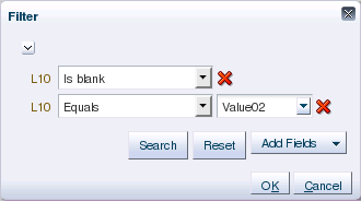 Filter dialog without Match options