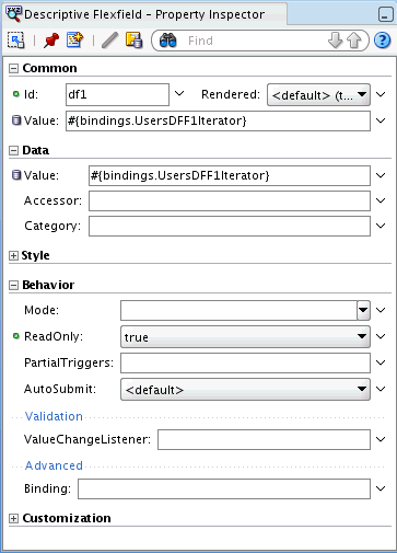 Descriptive Flexfield Property Inspector