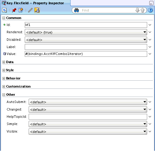 Key Flexfield Property Inspector - Common tab
