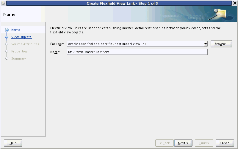 View Link wizard - Name page
