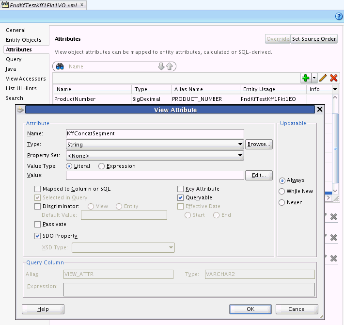Adding a transient attribute to the master view object