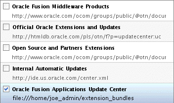 Selecting the New Update Center