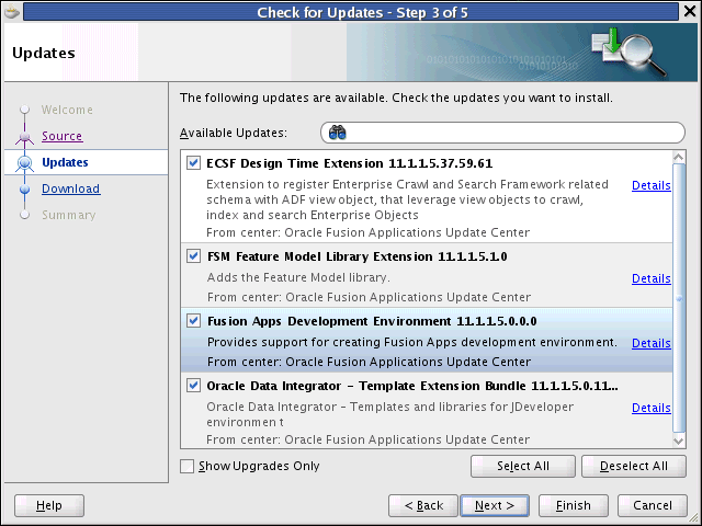 Selecting the Updates