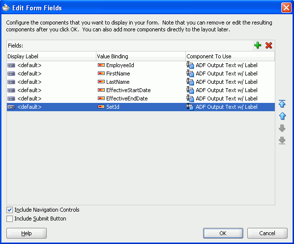 Edit Form Fields Dialog.