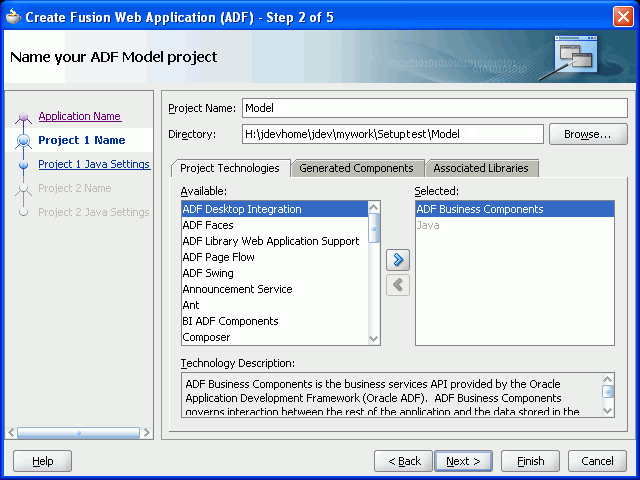 Naming Your ADF Model Project
