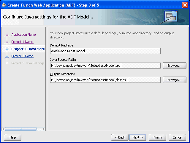Configuring Java Settings for the ADF Model