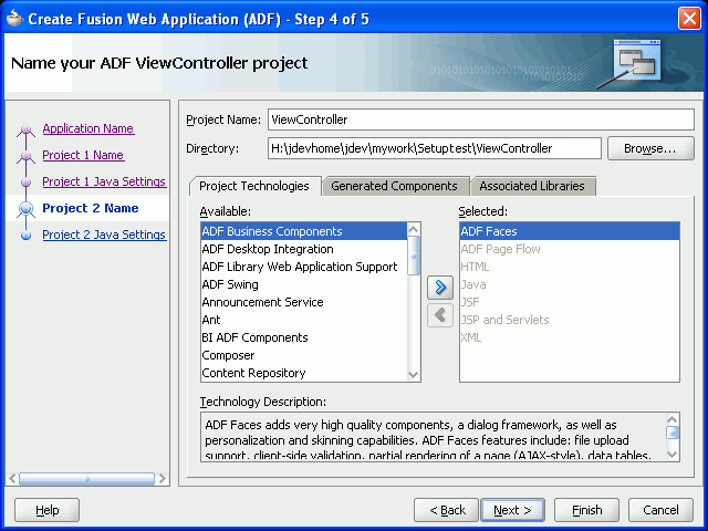 Naming Your ADF ViewController Project