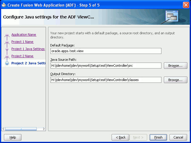 Configuring Java Settings for the ADF ViewController Project