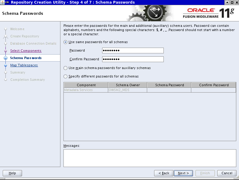 Setting Schema Passwords