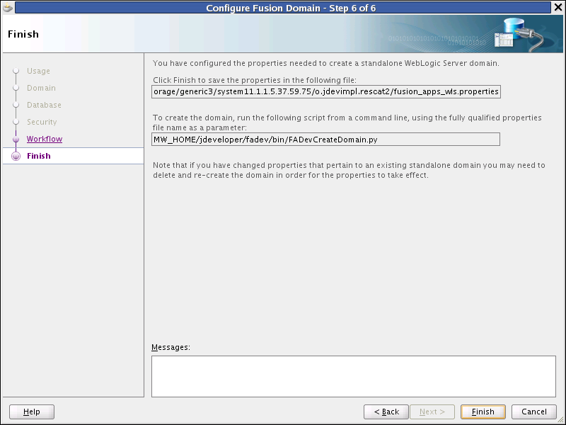 Finishing the Domain Configuration