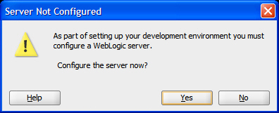 JDeveloper Startup Server Configuration Prompt