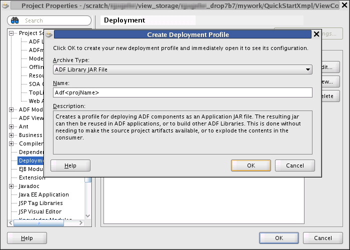 Proj. Prop. - Deployment - Create Deployment Profile.