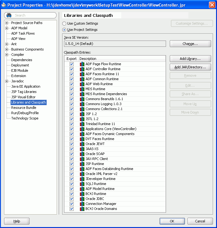 Project Properties - Libraries and Classpath.
