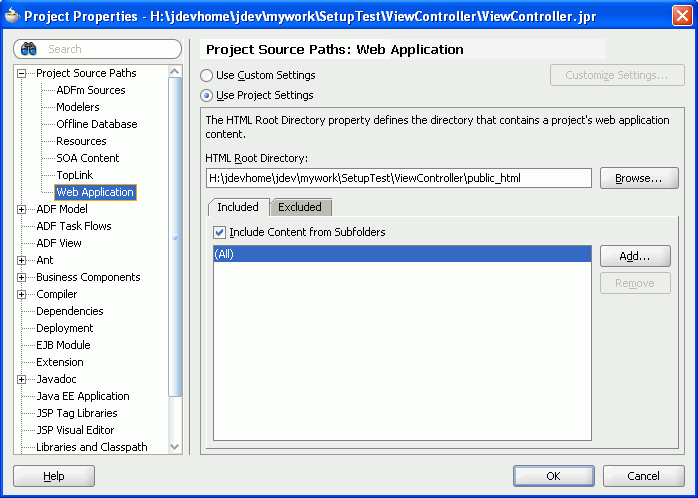 Project Properties - Proj Src Path: Web Application.