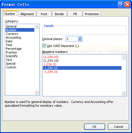 Selecting the Use 1000 Separator