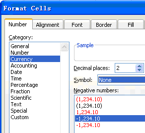 Selecting None as the Currency Symbol