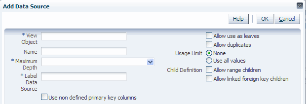 Addl Choose Data Source Parameters field
