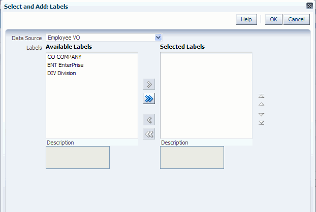 Select Labels Window