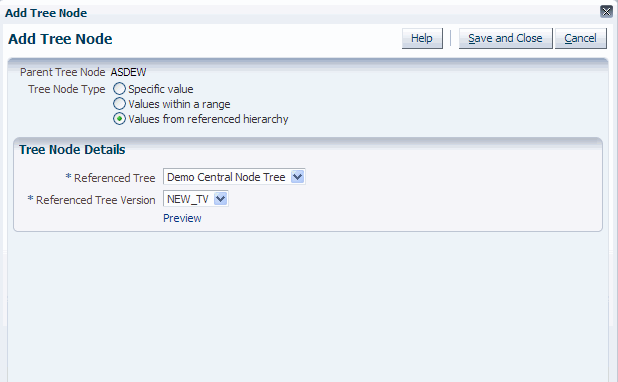 Add Tree Node: Referenced Hierarchy Window