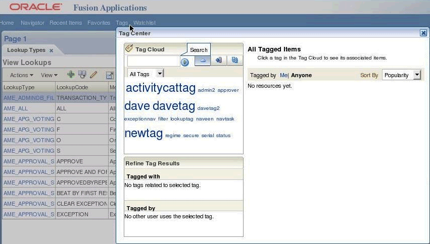 Displaying the List of Available Tags